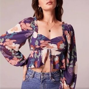 NWT Band Of Gypsies Tops Band Of The Free Smocked Crop Top Floral Print Medium